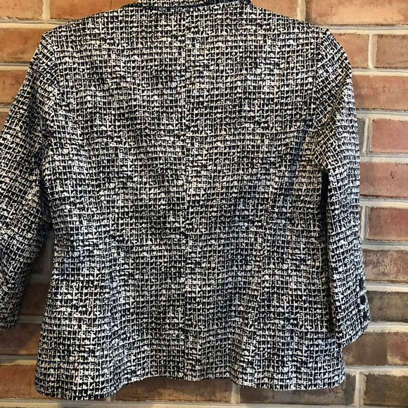 Sz L Harve Benard Black & White Abstract LS Jacket, Box Style - Picture 4 of 9